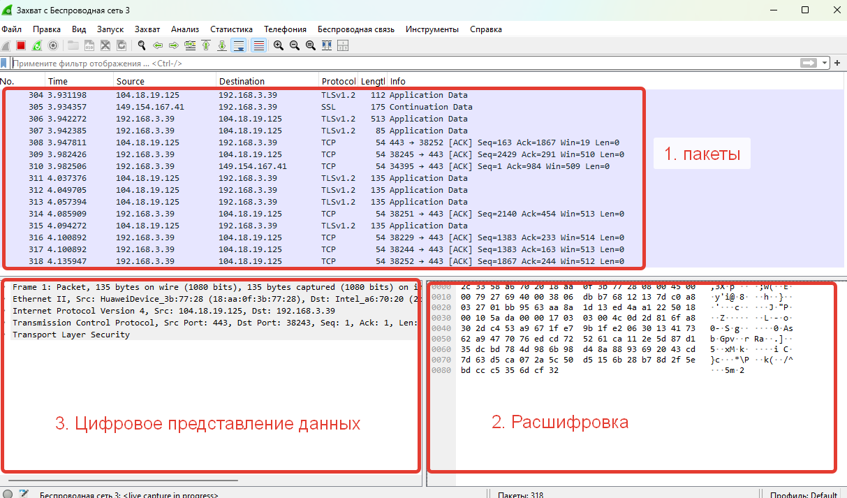 Интерфейс Wireshark